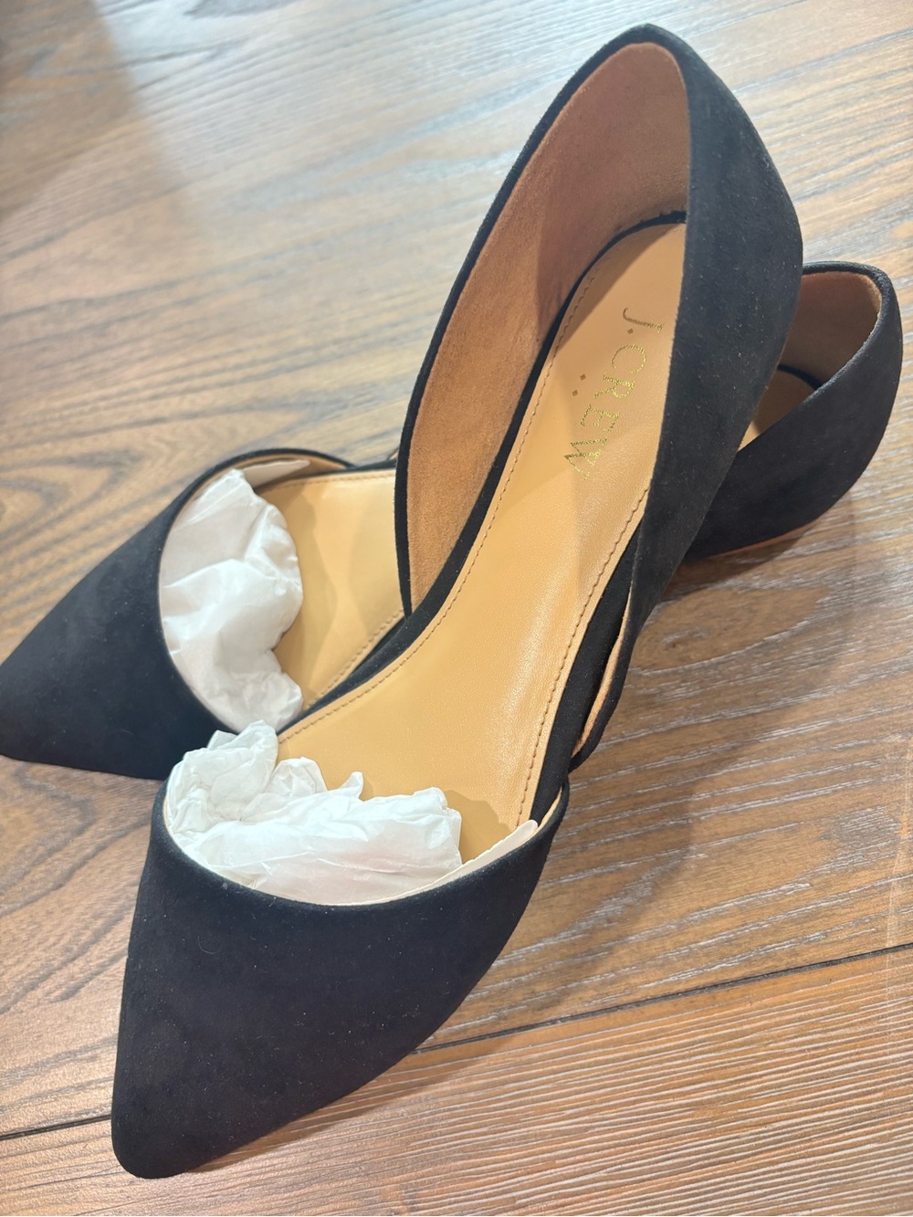J. Crew | Black Sueded Zoe D'Orsay Pointed Flats | 7.5